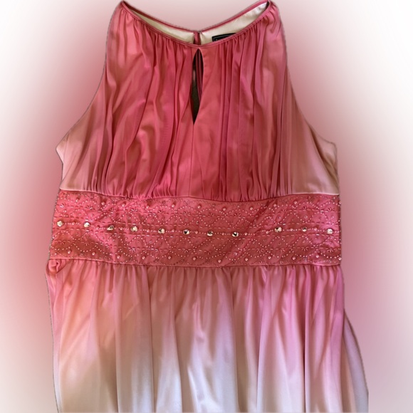 Jessica Howard Peach Halter embellished waist gown size 18 - Picture 4 of 9